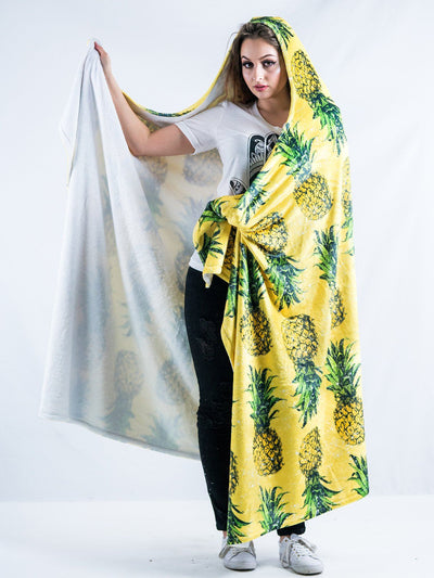 Pineapple Hooded Blanket Hooded Blanket Electro Threads ADULT 60"X80" MICRO FLEECE