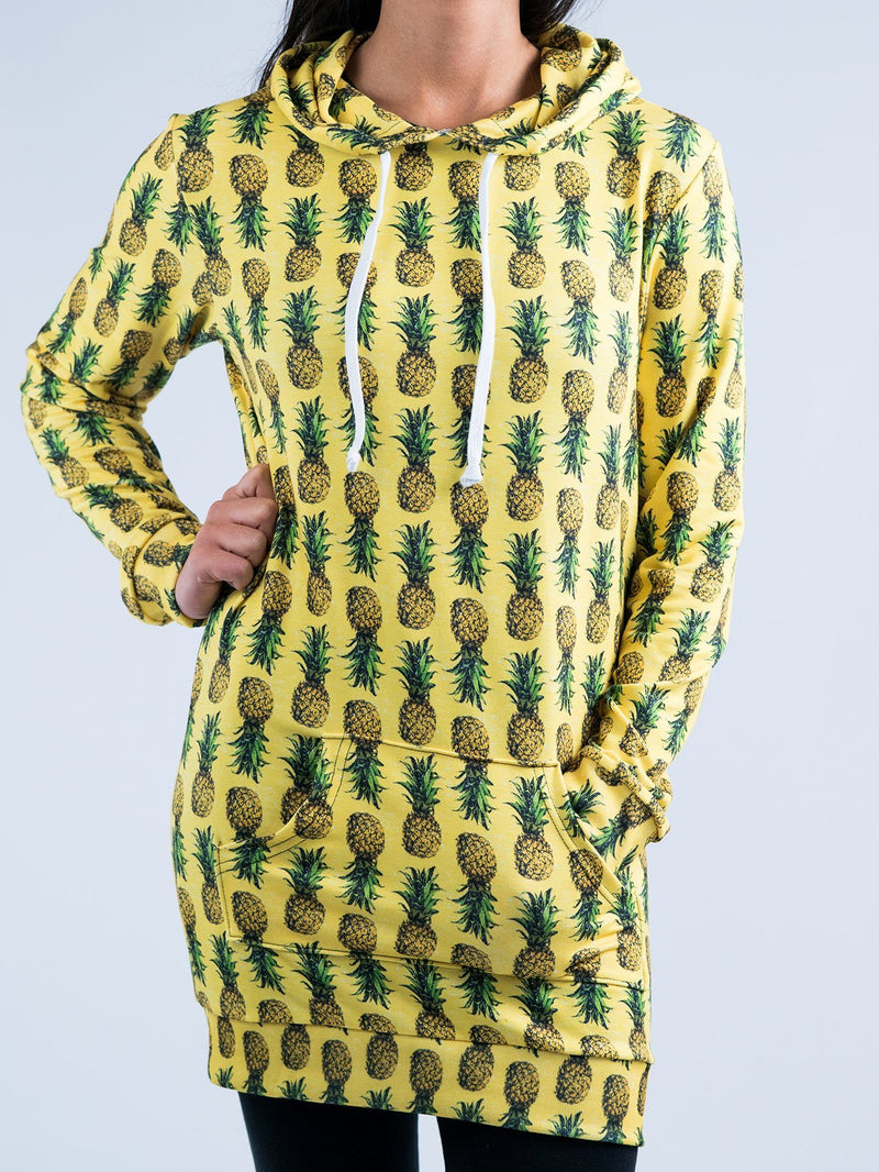 Pineapple Hooded Dress Hoodie Dress T6 XS Yellow 