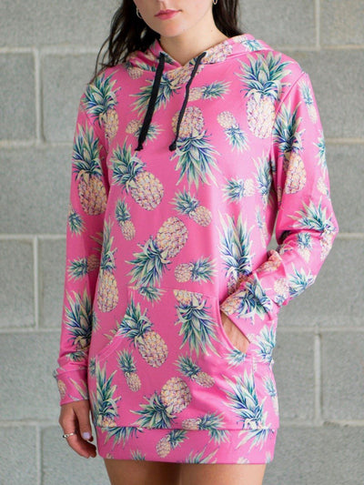 Pink Pineapple Hooded Dress Hoodie Dress Electro Threads