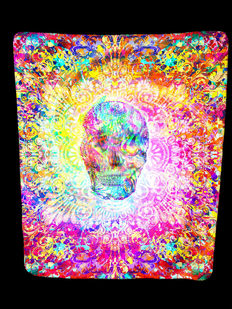 Psyched Mandala Skull BIG ASS Blankets | 12' X 9' Big Ass Blanket Electro Threads 