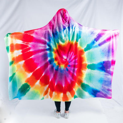 Rainbow Tie Dye Hooded Blanket Hooded Blanket Electro Threads