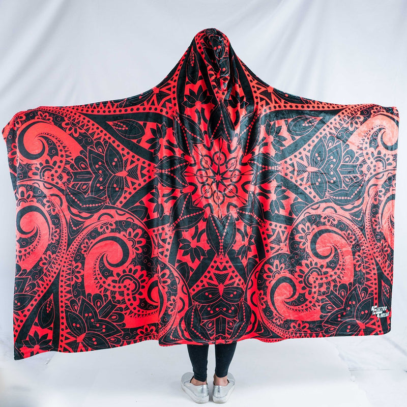 Red Mandala Hooded Blanket Hooded Blanket Electro Threads 