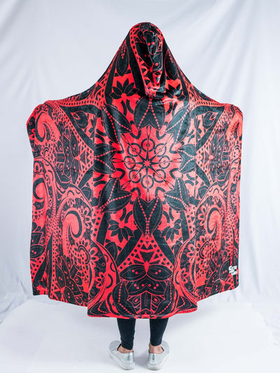Red Mandala Hooded Blanket Hooded Blanket Electro Threads