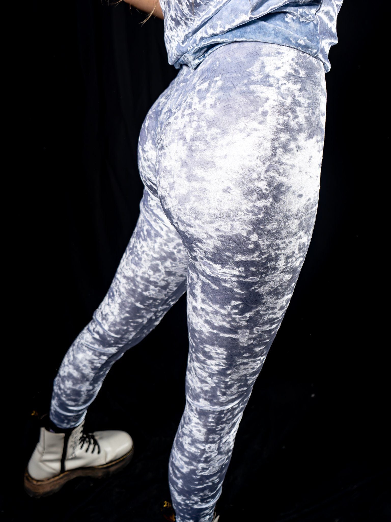 Silver Crushed Velvet Tights - Electro Threads