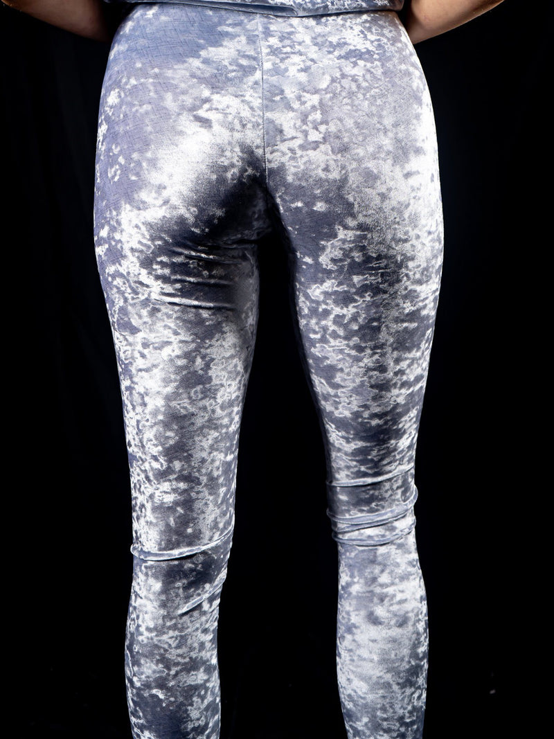Silver Crushed Velvet Tights Tights Electro Threads 