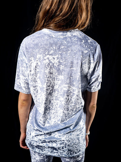 Silver Unisex Crushed Velvet Crew T-Shirts Electro Threads