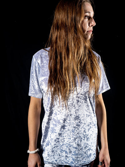 Silver Unisex Crushed Velvet Crew T-Shirts Electro Threads