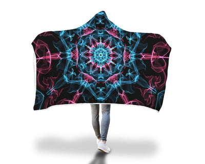 Smokey Blue Mandala Hooded Blanket Hooded Blanket Electro Threads