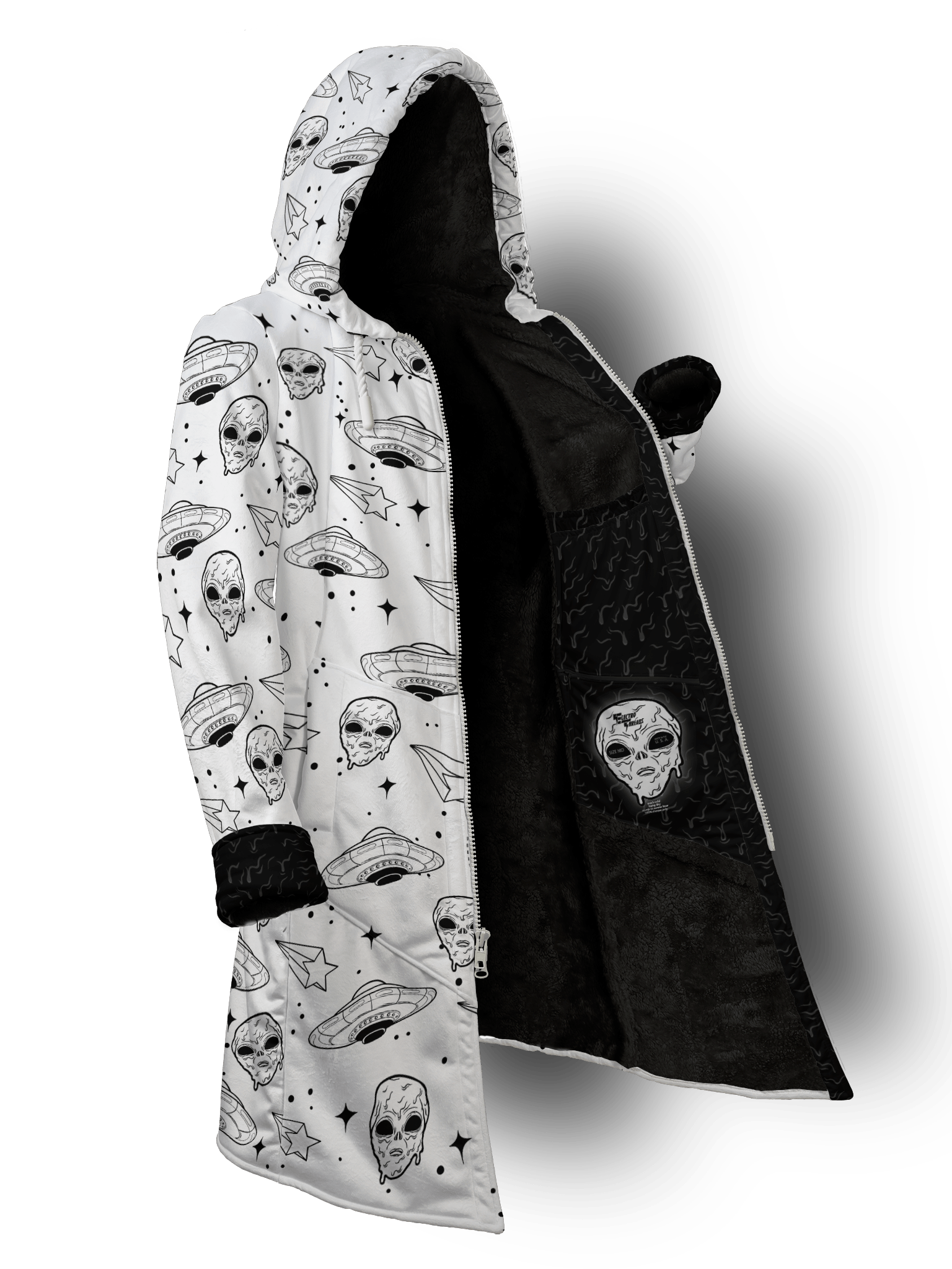 Space Drip (Whiteout) Cyber Cloak Cyber Cloak Electro Threads Long Sleeve-No Bag XX-Small Black Sherpa