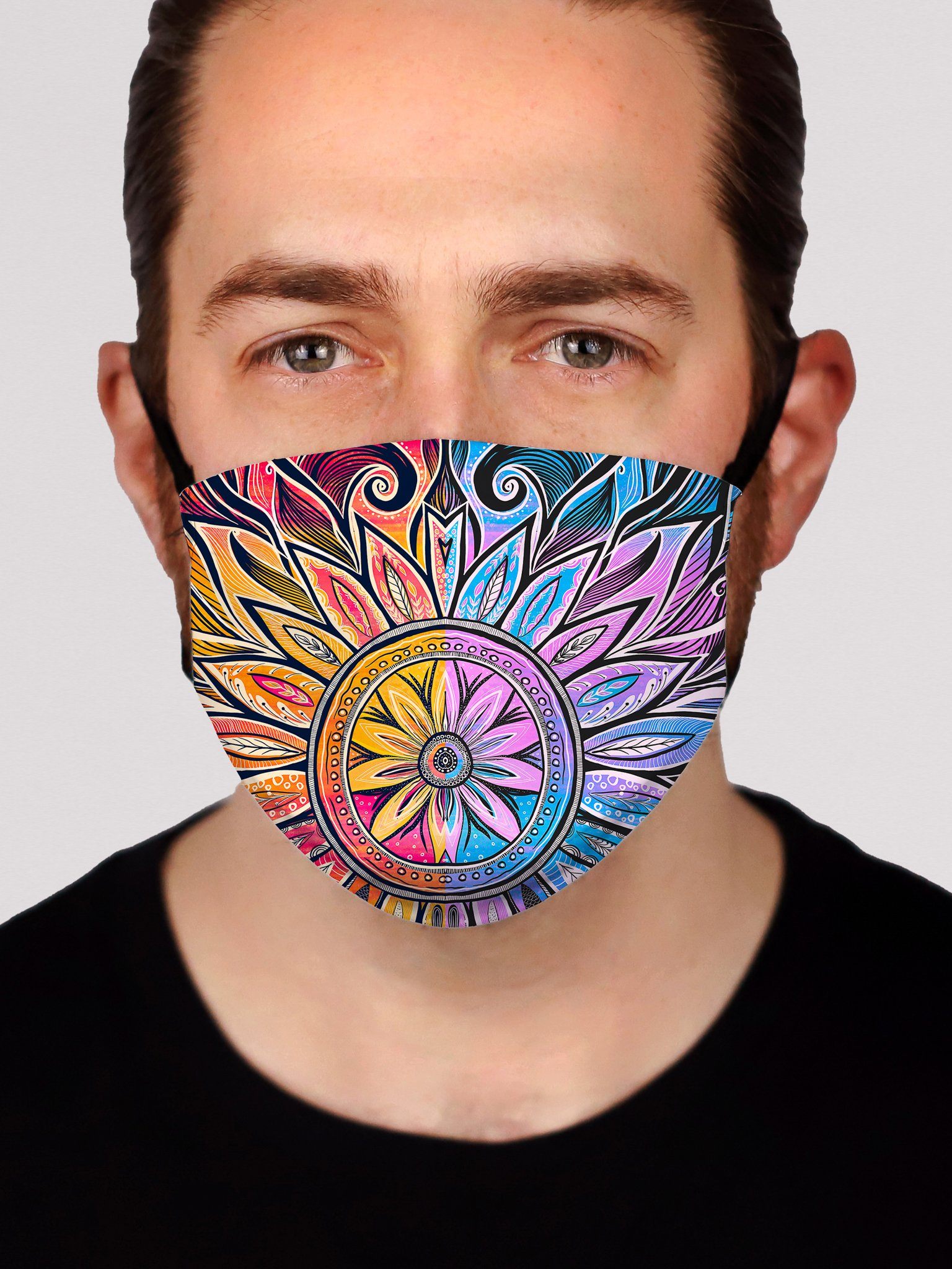 Sun & Moon-Ray Mandala Face Mask Face Masks Electro Threads 8 INCHES Sun & Moon-Ray 
