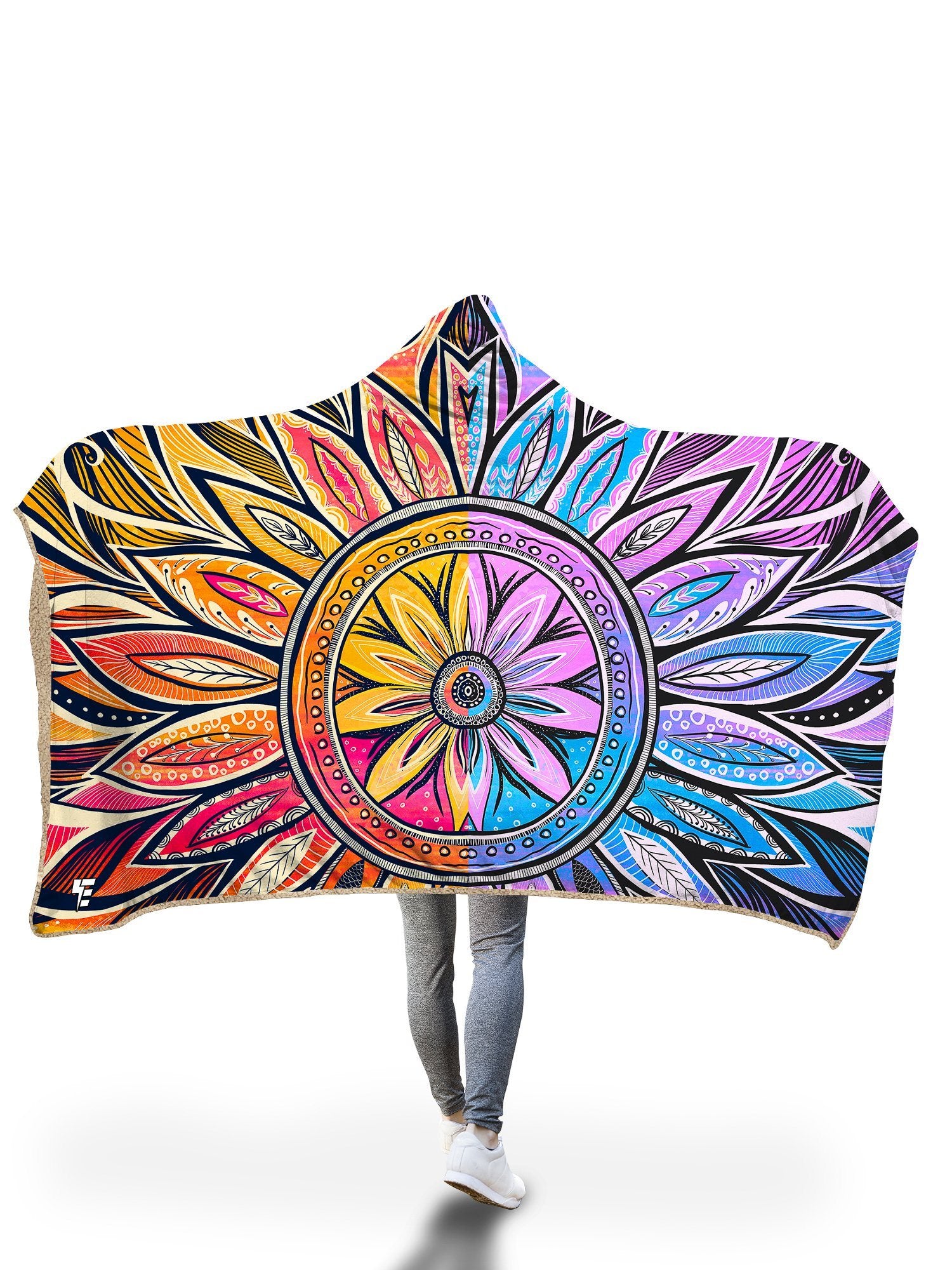 Sun & Moon-Ray Mandala Hooded Blanket Hooded Blanket Electro Threads 