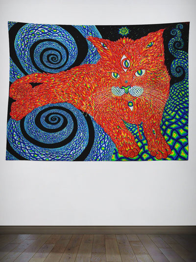 The Cat That Brings Love Wall Tapestry Tapestry Electro Threads