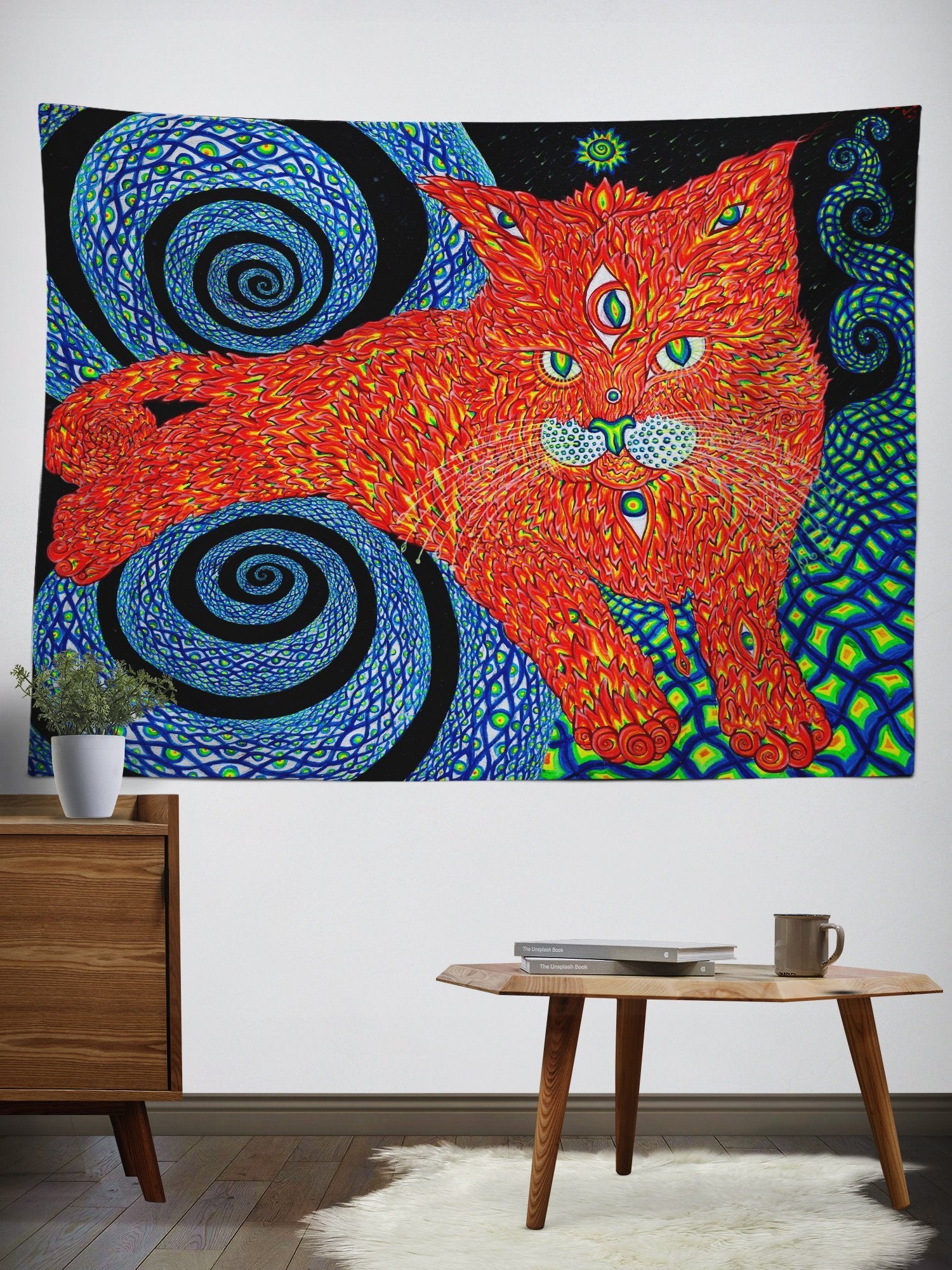 The Cat That Brings Love Wall Tapestry Tapestry Electro Threads 