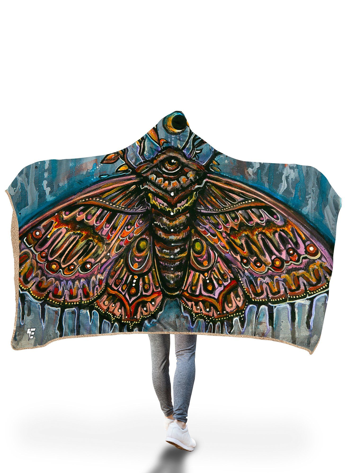 Third Eye Moth Hooded Blanket Hooded Blanket Electro Threads 