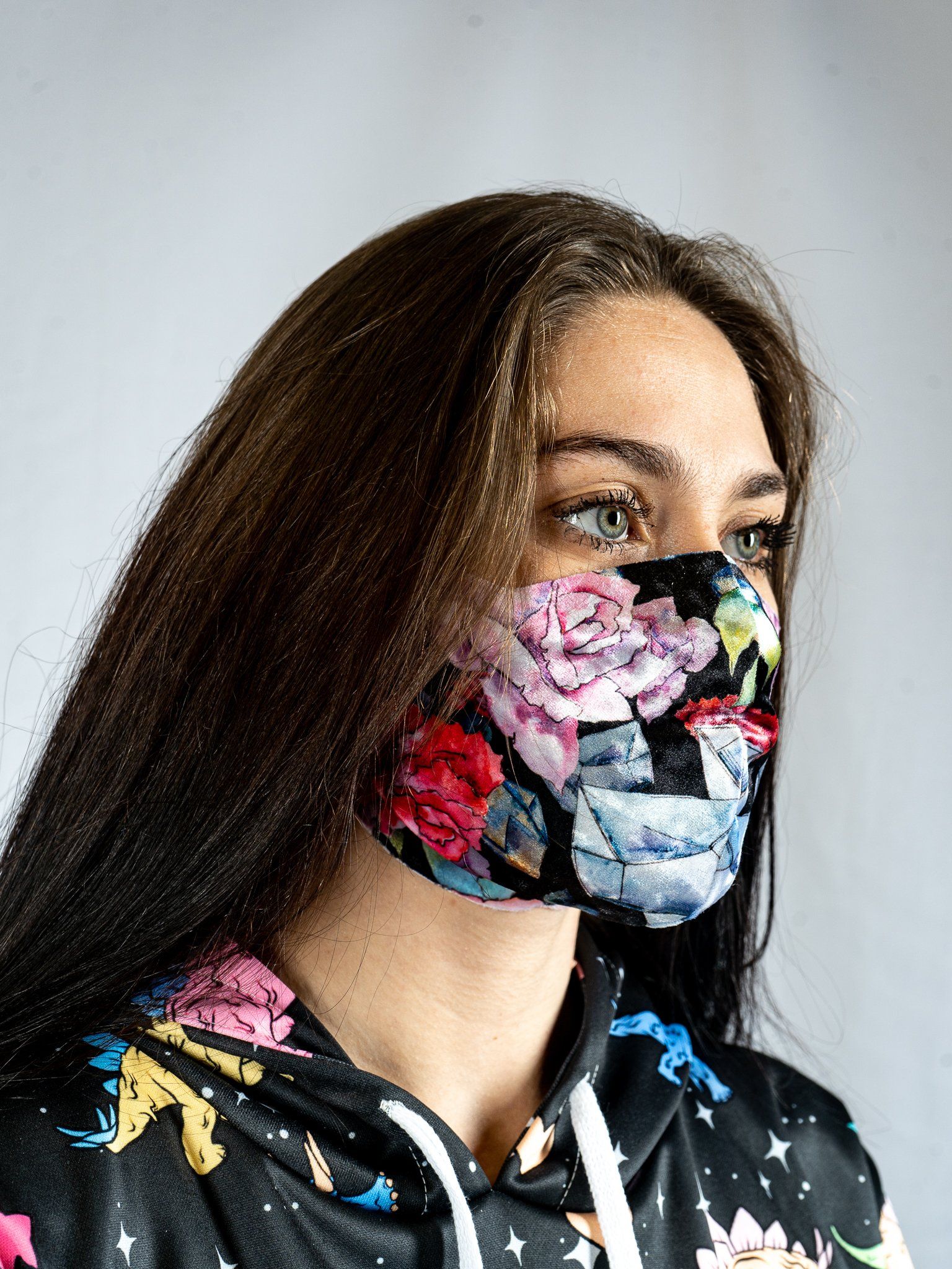 Vintage Flowers 2.0 Crushed Velvet Face Mask Face Masks Electro Threads 