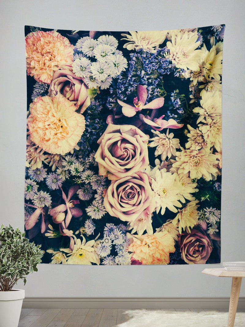 Vintage Flowers Wall Tapestry Tapestry Electro Threads 
