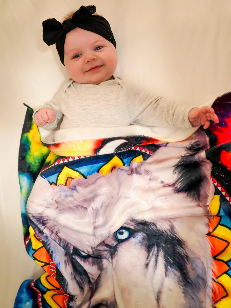 Wolf Galaxy Baby Blanket Baby Blanket Electro Threads 