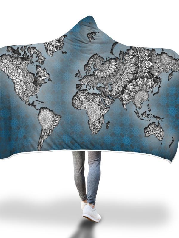 World Map Hooded Blanket Hooded Blanket Electro Threads 