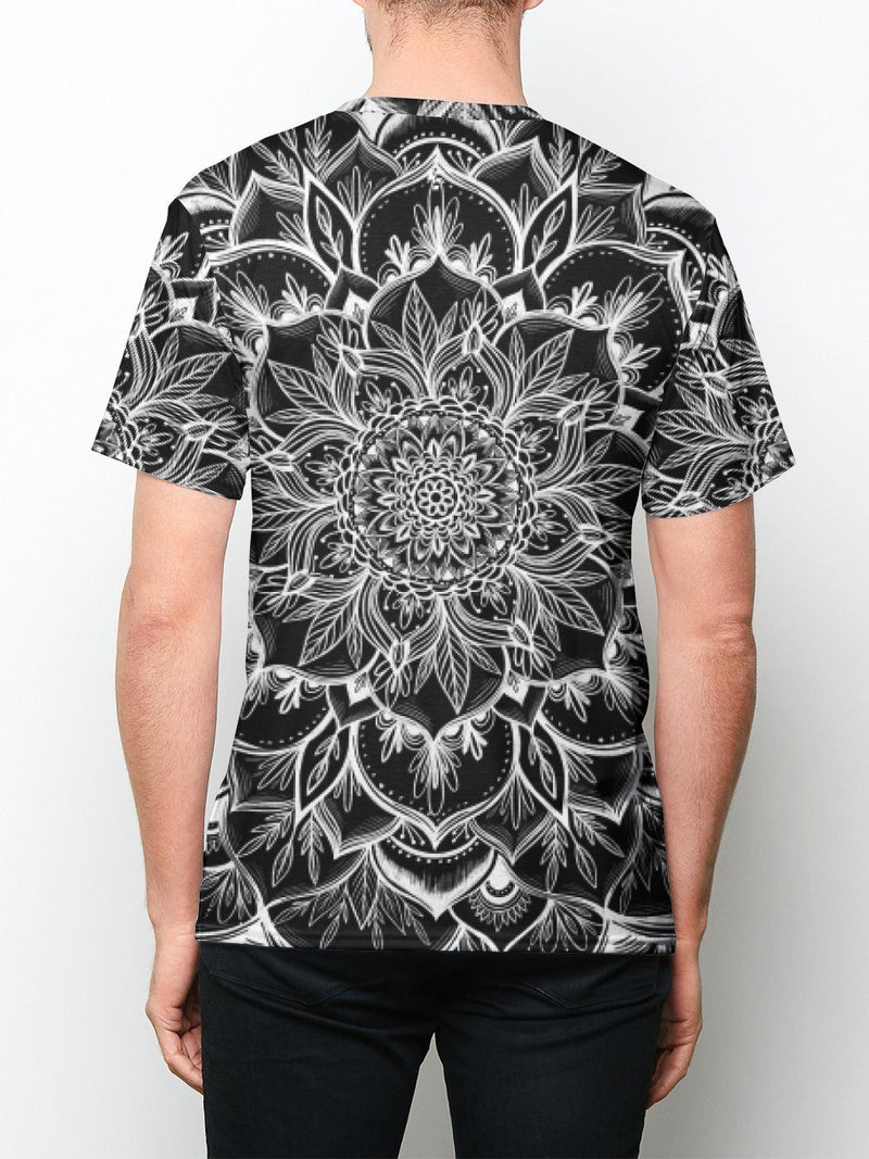 Yin Mandala (Black) Unisex Crew T-Shirts Electro Threads 
