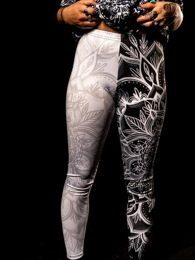Women's REALMS Mandala Black Leggings Sacred Geometry Clothing Blackwork  Tattoo Style Tights Active Wear -  Canada