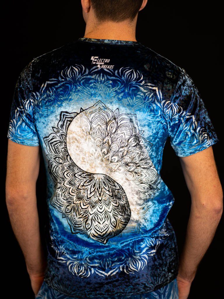 Yin Yang Mandala Unisex Crew T-Shirts Electro Threads X-Small Crushed Velvet 
